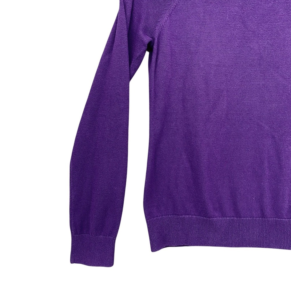 Lauren Ralph Lauren Purple Ribbed Knit Sweater Buckle Detail Long Sleeve Women M - Picture 4 of 10